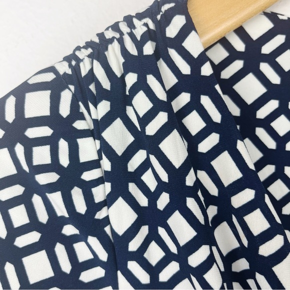 Lauren Ralph Lauren V-Neck Faux Wrap Dress Navy White Size 6 - Picture 8 of 15